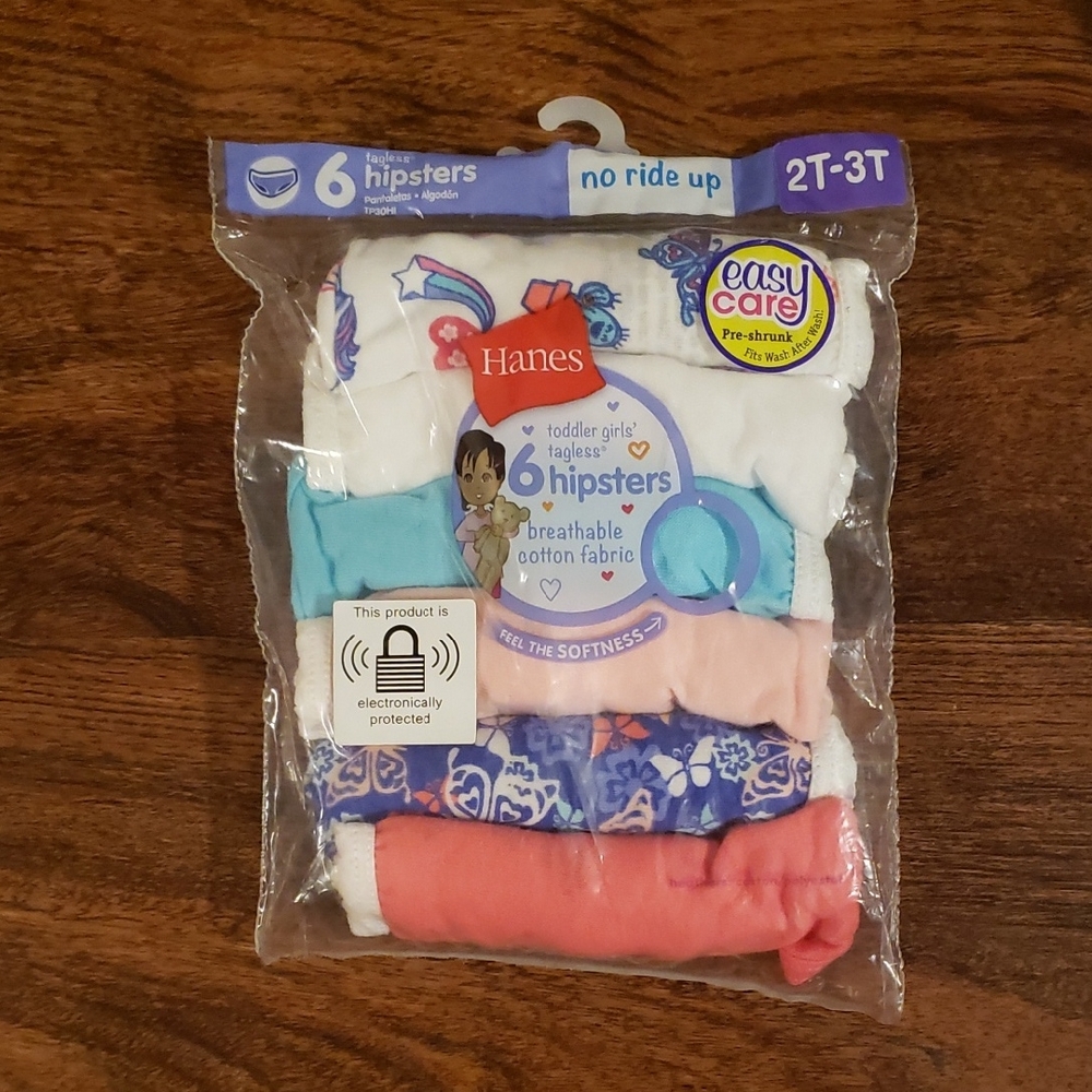 Hanes Toddler Girls Hipster Tagless Panties 2T-3T